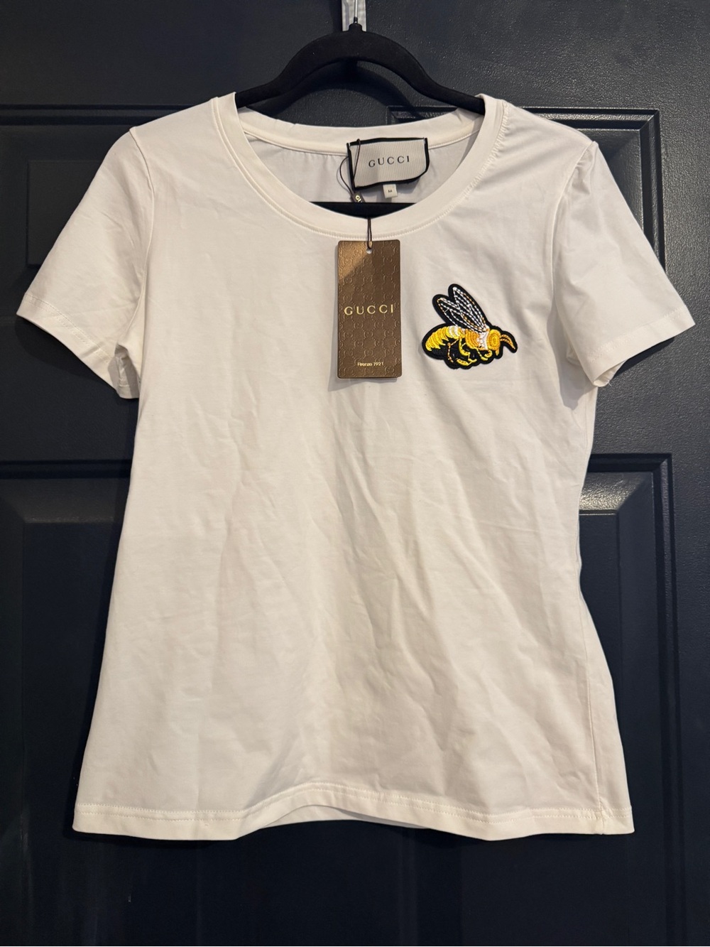 Gucci White Short Sleeve Tee with Bee Patch